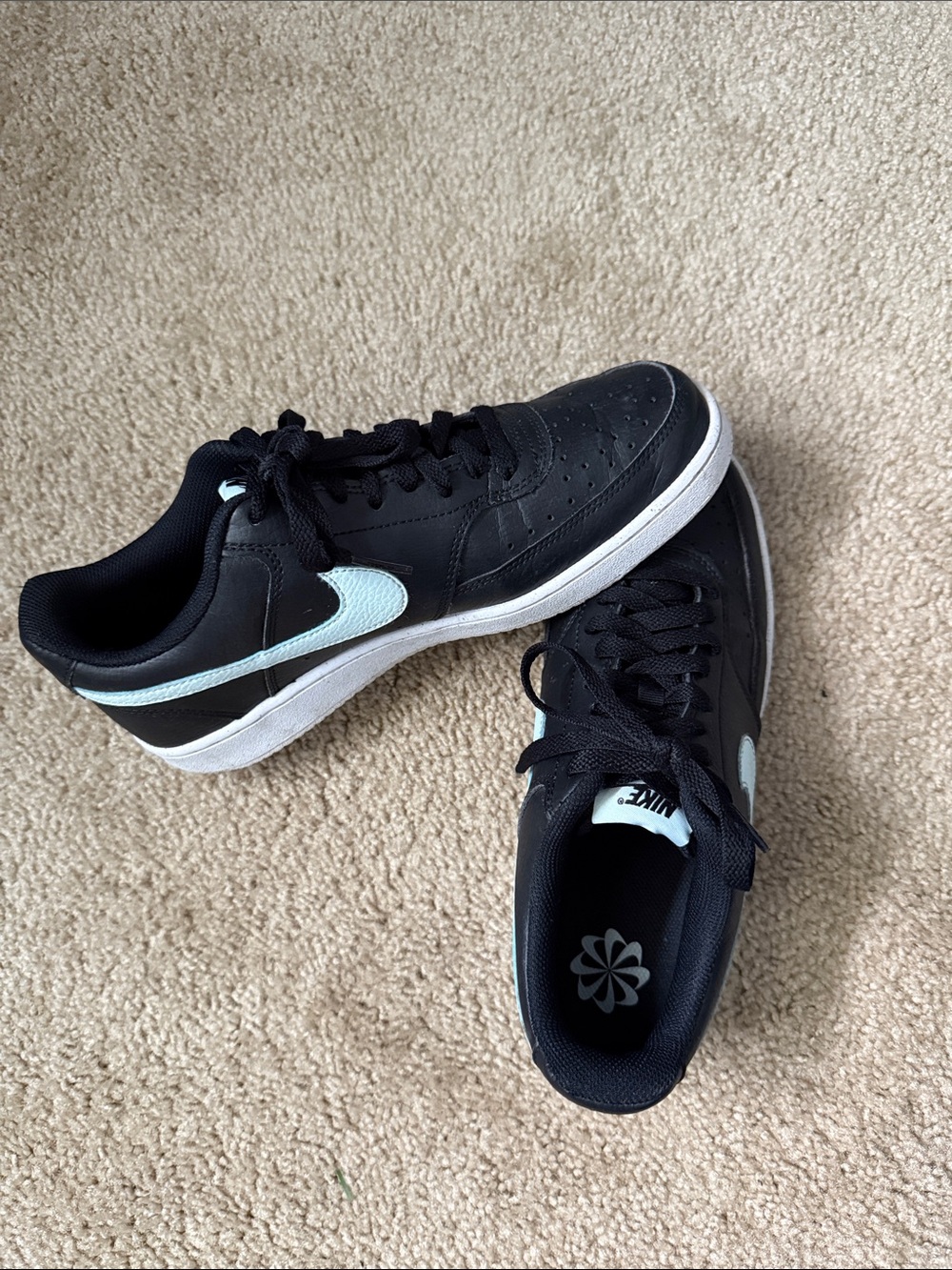 Nike Court Men’s Black Sneakers with Light Blue Swoosh